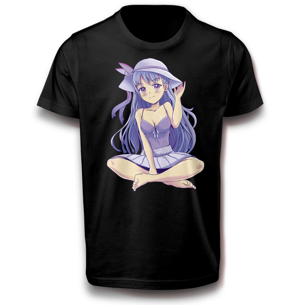 Anime Frau Mädchen mit Sommerkleid Picknick Lustig T-Shirt 122 - 3XL Baumwolle Fun Japan Geschenkidee