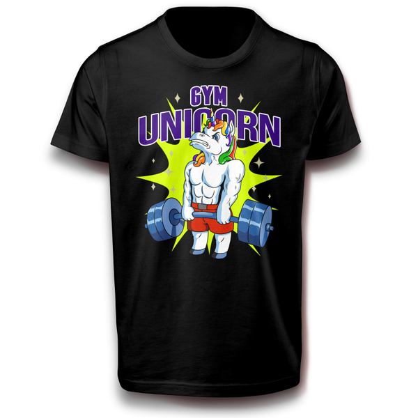 Fitnesstudio Fitness Einhorn Sport T-Shirt 122 - 3XL Baumwolle Spaß Muskulös Gewichte