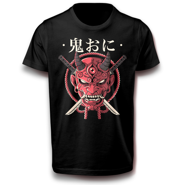 Japan Folklore oni Maske Ninja Krieger Samurai Shogun Spaß T-Shirt 122 bis 3XL Baumwolle Normalgröße
