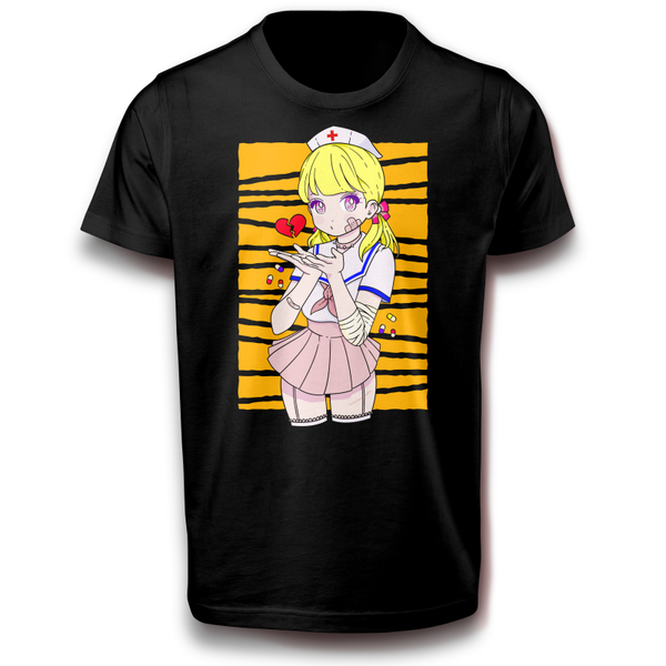 Anime Krankenschwester mit gebrochenem Herzen T-Shirt 122 - 3XL Baumwolle Arzt Madizin Herz