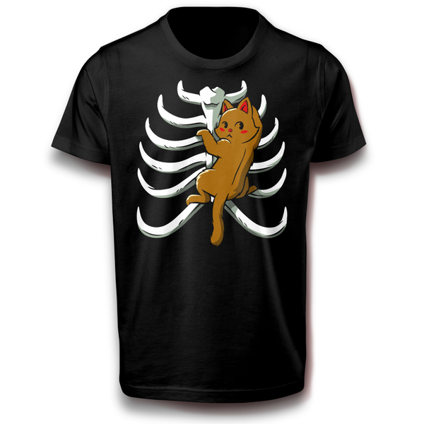 Skeleton Käfig Lustige Katze Fun Ironie T-Shirt 122 - 3XL Baumwolle Spaß Lustig Geschenkidee Skelett Halloween