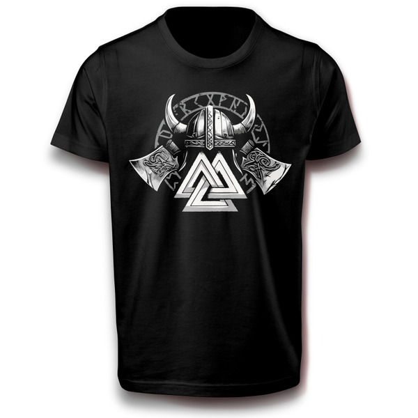 Nordischer Krieger Helm Wikingersymbol T-Shirt schwarz 110 - 3XL Baumwolle Mythologie Symbol Keltisch Nordisch Walhalla