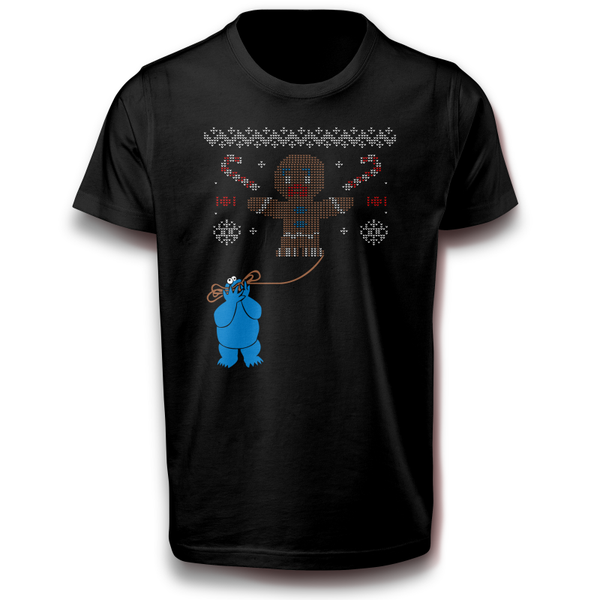 Cookie Großes Monster Lebkuchen T-Shirt schwarz 110 - 3XL Baumwolle Schneekugel Weihnachten Winter Santa Ferien