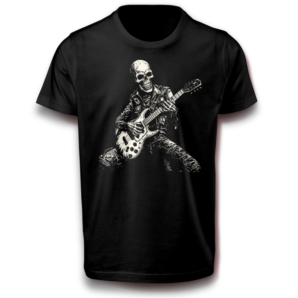 Skelett mit E Gitarre Musiker Totenkopf Skull T-Shirt 134 - 3XL Baumwolle Fun Schädel Kopf Halloween Musik