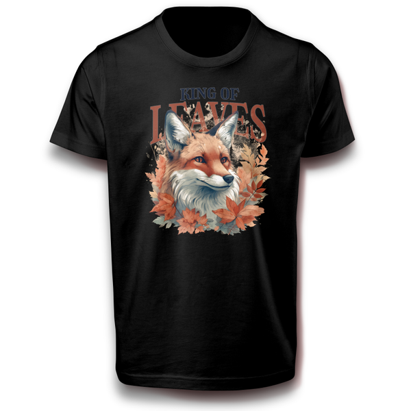 Fuchstier mit Herbstlaub König der Blätter T-Shirt 122 - 3XL Baumwolle Fuchs Fun Blätter Laub Herbst
