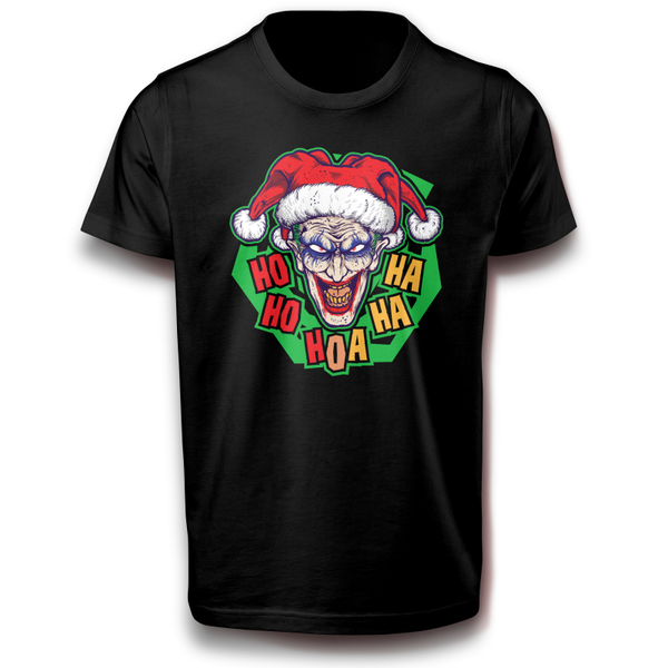 Ho Ho Gruseliges Weihnachtsmann Clown Skull T-Shirt 152 - 3XL Baumwolle Weihnachten Fun Santa Winter Unheimlich