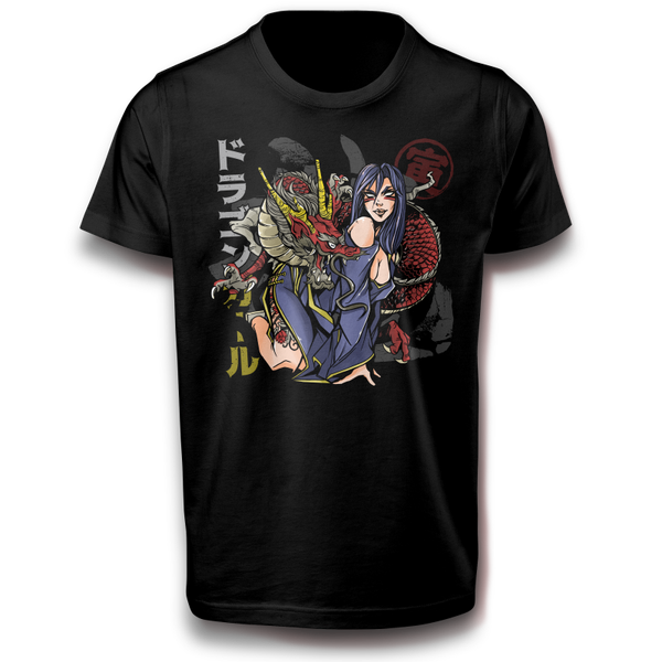 Anime Mädchen Drache T-Shirt 134 - 3XL 100% Baumwolle Japan, Frau, Mischwesen, tötlich