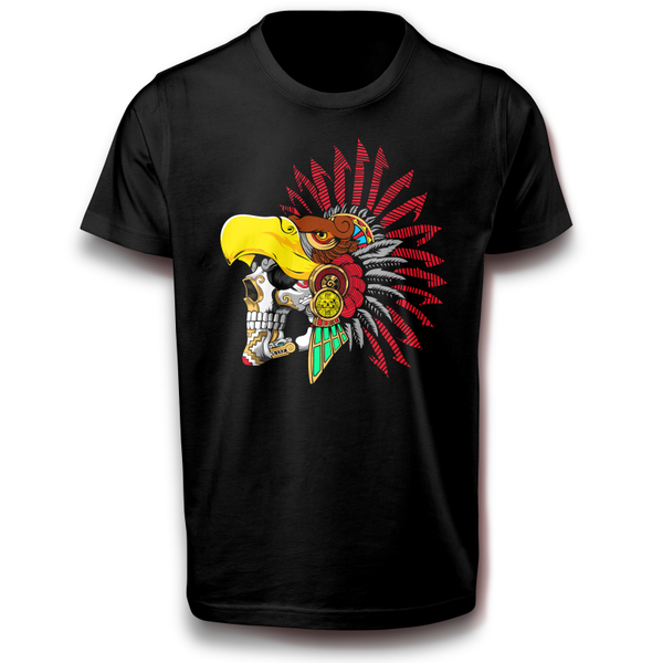 Maya Totenkopf Adler Seele Skull Freigeist Tod Azteken Schädel Skelett T-Shirt 134 - 3XL Baumwolle