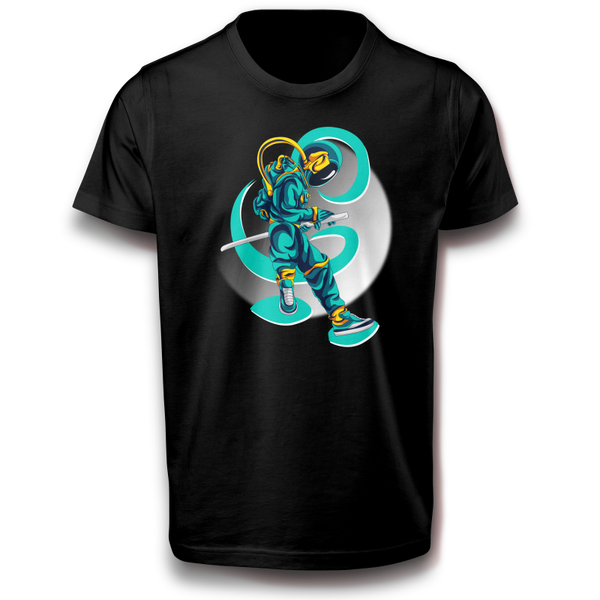 Astronaut Samurai T-Shirt 122 - 3XL Baumwolle Textildirektdruck  Normalgröße Mond, Sterne, Weltall, Krieger, Raumfahrt, Space, Japan, Ninja