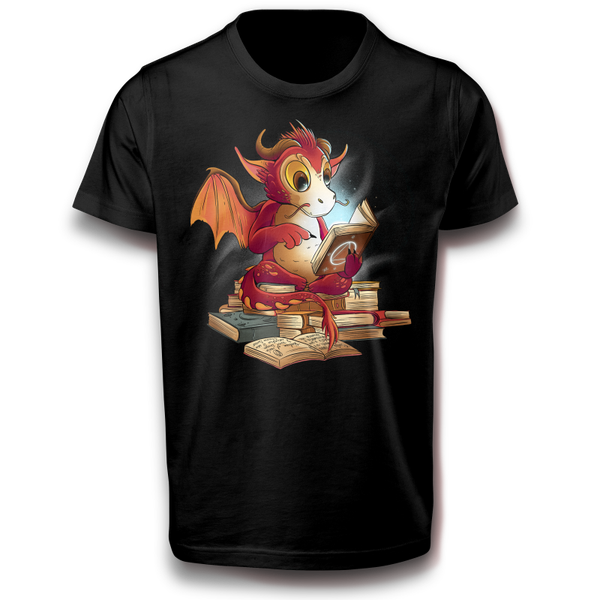 Buch Lesen des Drachenphantasie Fabelwesen T-Shirt 122 - 3XL Baumwolle Normalgröße Lustig, Fantasie, Magie, Abenteuer, Mischwesen