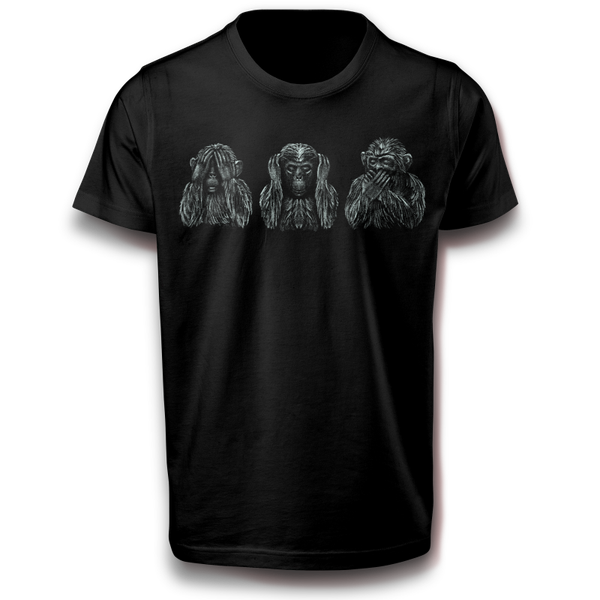 Drei Affen Japan Affenmotiv T-Shirt 122-3XL Baumwolle sehen hören nichts sagen Japan Spaß Lustig Geschenkidee