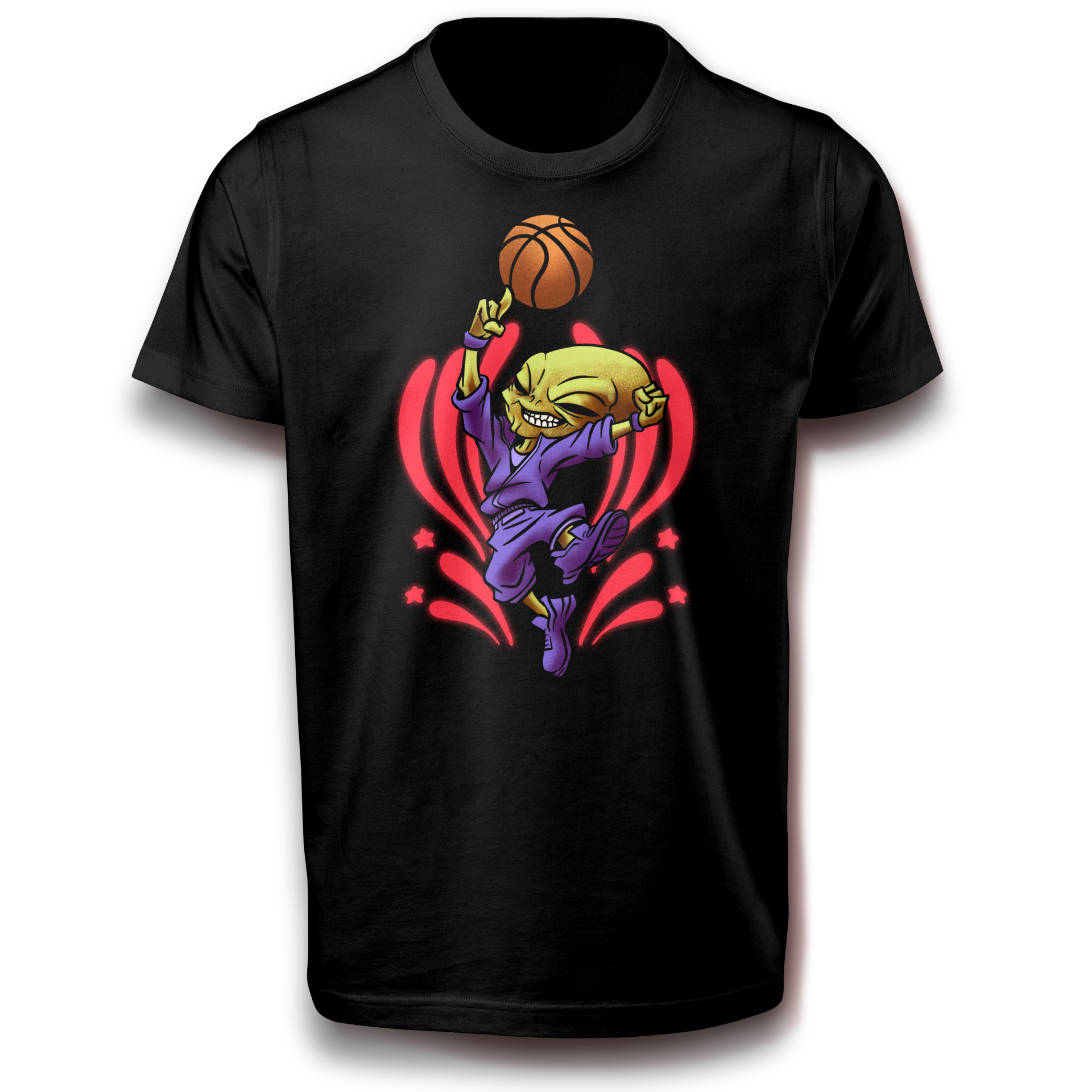 Fitness Alien Basketball Spieler Spiel Sport Fun Playmaker T-Shirt 122 - 3XL Baumwolle