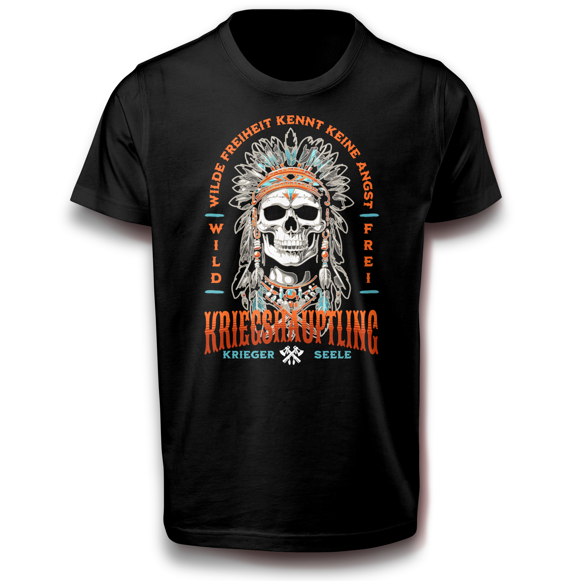 Indianer Häuptings Totenkopf Kriegerseele T-Shirt - Wild Frei Unbezähmbar