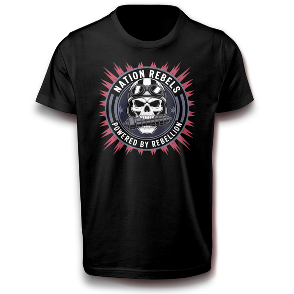 Totenkopf mit Granate Nation Rebels T-Shirt Skull - Powered by Rebellion Biker Style