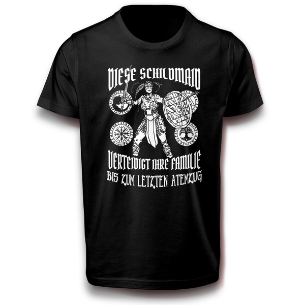 Wikinger Frau Schildmaid Familie Weiblich T-Shirt 152 - 3XL Baumwolle Odin Valhalla Thorshammer Nordisch Keltisch Schild