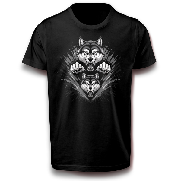 Zwei fauchende Wölfe T-Shirt - Rebellisches Wolf Design