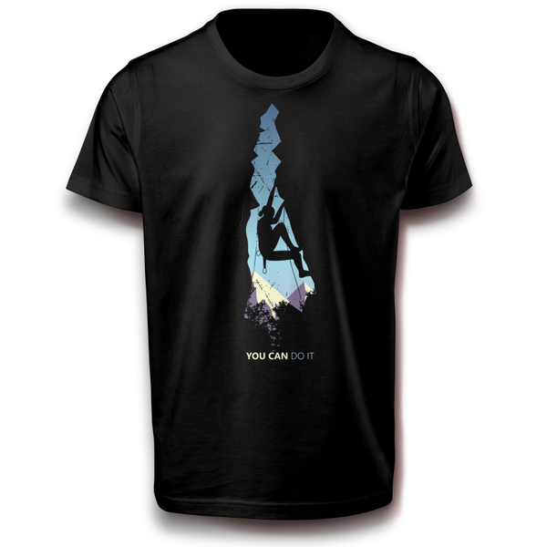 Vertikal Klettern Extrem Kletterer Felshaken Bohrhaken Gebirge Mount Everest Bergsteiger Sport T-Shirt schwarz 110 - 3XL Baumwolle