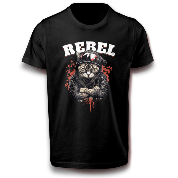 Rebellisches Katzen T-Shirt mit Pilotenbrille - Cooles REBEL Unisex Shirt