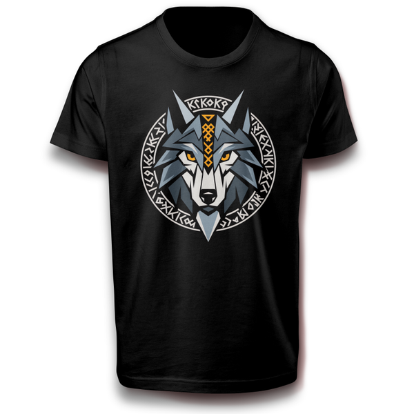 Nordischer Mythologie Wolfskopf im Runenkreis T-Shirt - Mystisch Kraftvoll