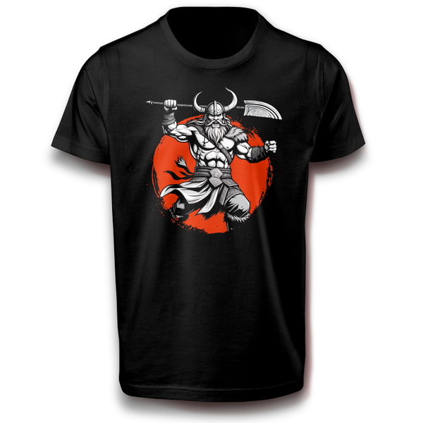 Wikinger Krieger Kämpfer mit Axt Schlacht Nordisch Odin Walhalla T-Shirt 134 - 3XL Baumwolle Valhalla Thor