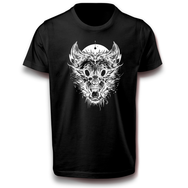 Wolf Kopf Kreatur wildes Tier Unheimlich Gruseliges Halloween T-Shirt 122 - 3XL Baumwolle Wild Natur Fantasy Monster