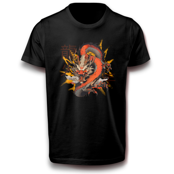 Kraftvolles China Drache Tradition Kultur Fabelwesen Reptil Echse Dragon Mythologie T-Shirt 122 - 3XL Baumwolle