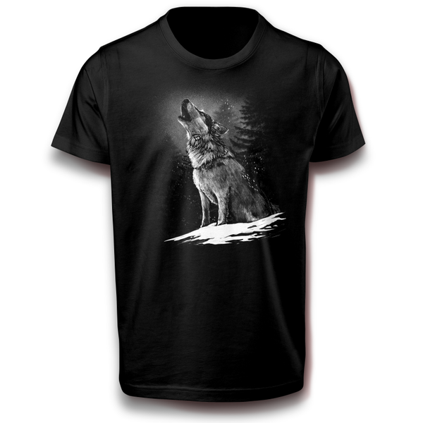 Wolf realistisches heulendes Tier Raubtier Wolfstier T-Shirt 122 - 3XL Baumwolle Wald heult