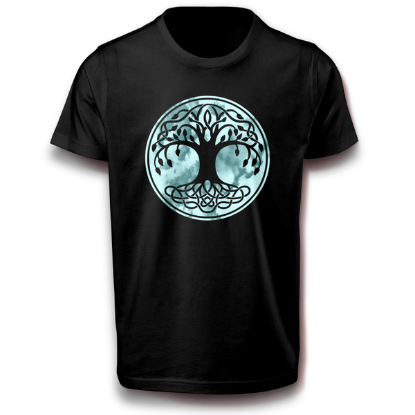 Keltischer Symbolbaum Abzeichen Valhalla Baum Odin Symbol T-Shirt 122 - 3XL Baumwolle