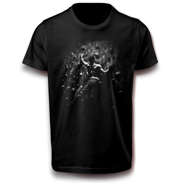 Vertikal Wand Sport Klettern Extrem Kletterer Felshaken Bohrhaken Gebirge Bergsteiger Fitness T-Shirt schwarz 110 - 3XL Baumwolle