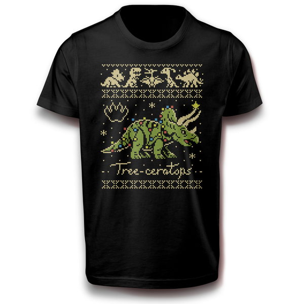 Dinosaurier Triceratops Dino Weihnachten Design T-Shirt schwarz 110 - 3XL Fun Urzeit