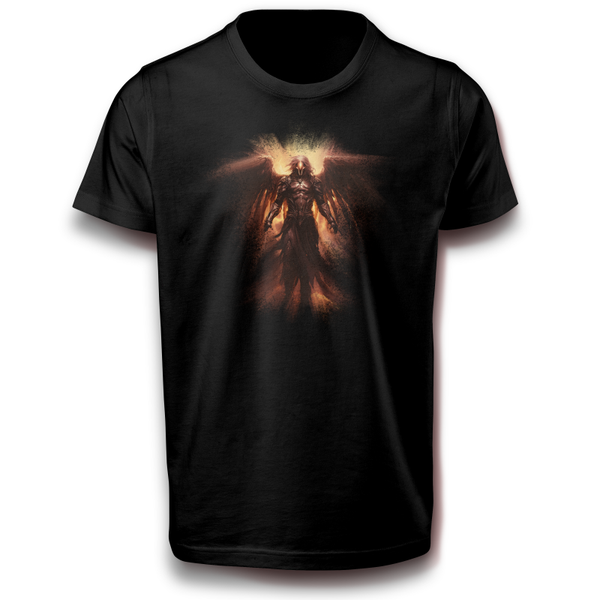 Fantasie Mystisches dunkles Engel Flügel Naturgeister Krieger Kämpfer Kampf T-Shirt 122 - 3XL Baumwolle