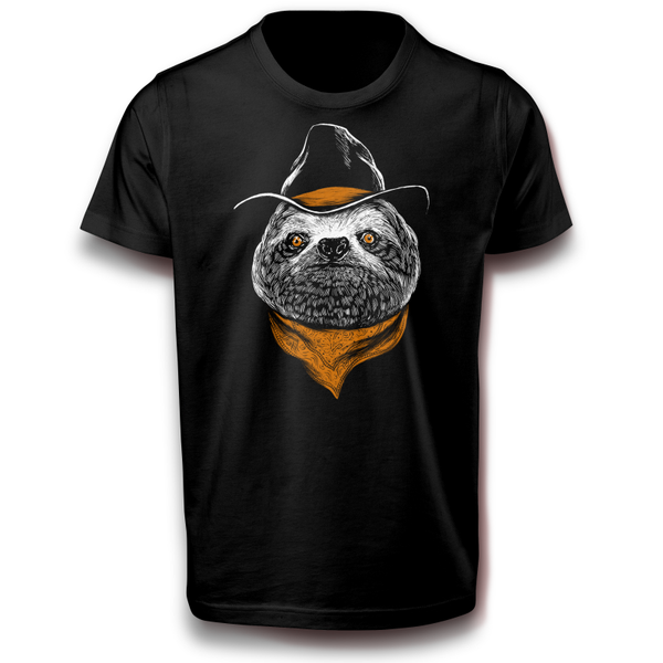 Faultier mit Cowboyhut Western Westernhut Cowboy Tier Tiere T-Shirt 122 - 3XL Baumwolle