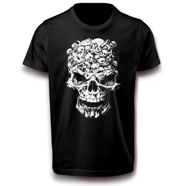 Schädel mit Totenköpfen Skull Halloween Totenkopf Skelett Kopf T-Shirt 152 - 3XL Baumwolle