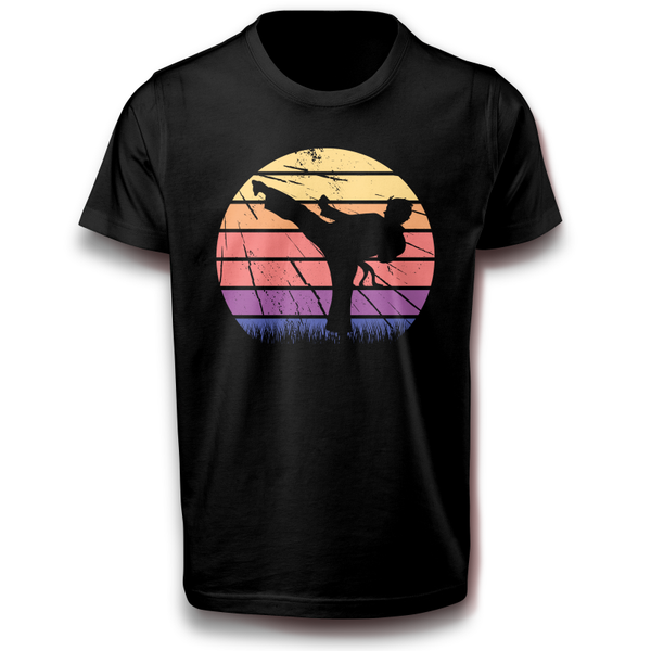 Retro der Kampfkünste Kickboxen Kampfsport Aikido Jiu Jitsu Karate Kendo Krav Maga Taekwondo Wing Chun Sport T-Shirt schwarz 110 - 3XL Baumwolle