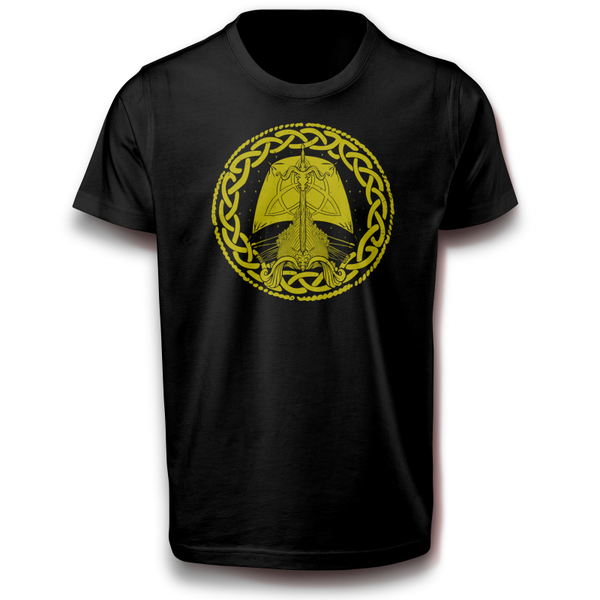 Wikinger Langschiff Odin Boot Walhalla Gold Symbol T-Shirt 122 - 3XL 100% Baumwolle Mythologie Keltisch Nordisch