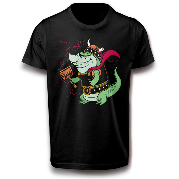 Wikinger Alligator Krokodil Tier T-Shirt Design 122 - 3XL Baumwolle Valhalla Nordisch Kämpfer Odin Lustig Fun