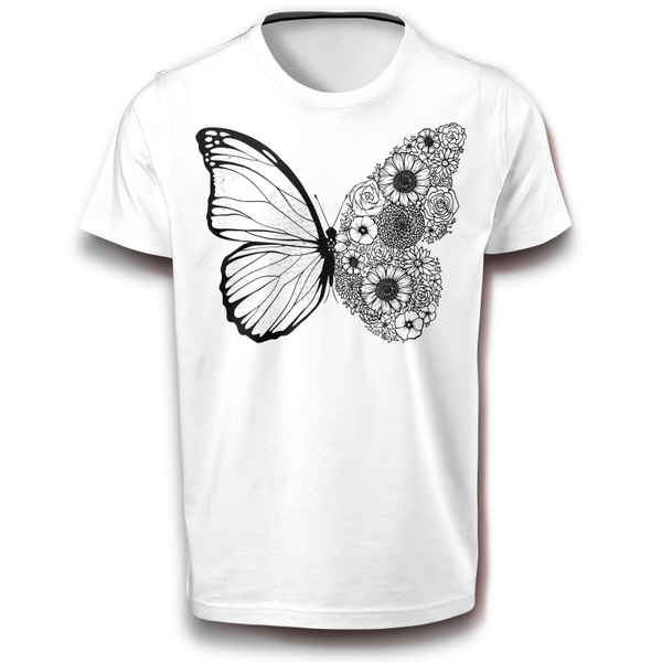 Blumen Schmetterling Natur T-Shirt 122 - 3XL 100% Baumwolle weiß Spaß Lustig Geschenkidee