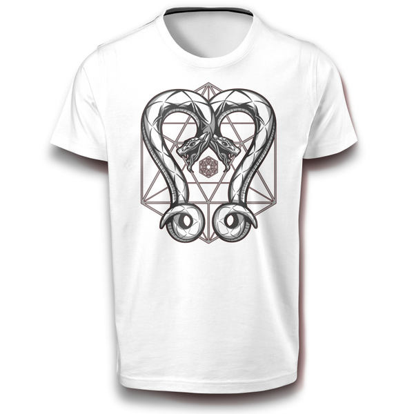 Geometrisches Schlangen Symbol T-Shirt weiß 122 - 3XL Baumwolle Reptil Pythons Klapperschlange Mythologie Wikinger