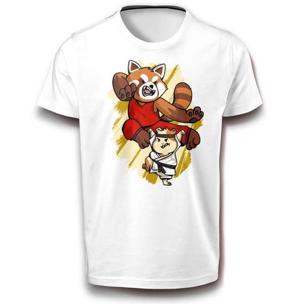 Kung Fu Ninja Hamster Samurai Panda T-Shirt weiß 122 - 3XL Baumwolle Japan Katana Tier Bushido Spaß