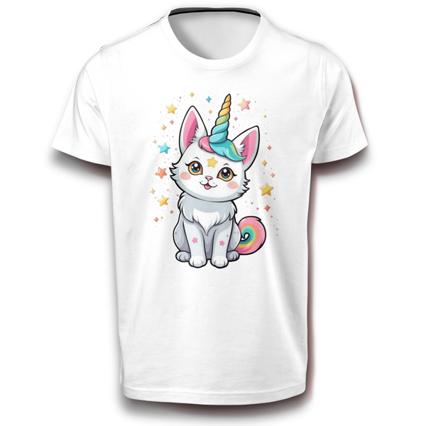 Hybrid Einhorn Katze Fantasie Mystisch Fabelwesen Haustier Humor Fun T-Shirt weiß 122 - 3XL Baumwolle