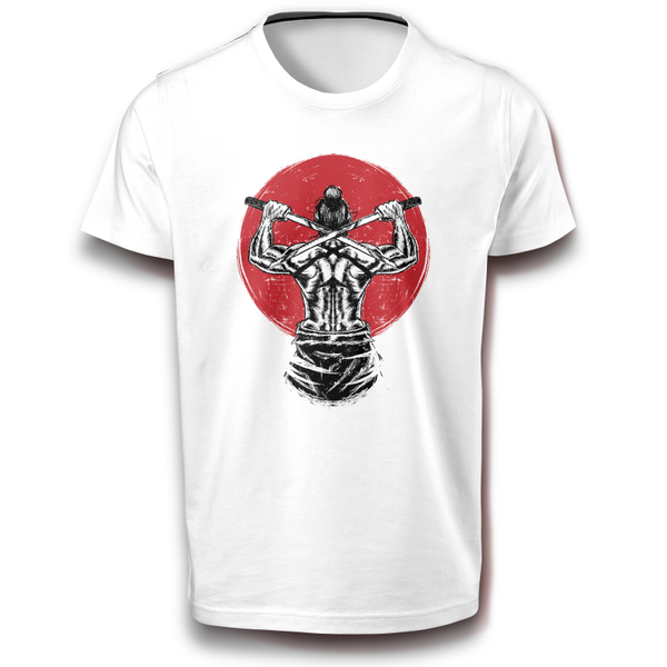 Katana Krieger Bushido Japanisches Samurai Ninja Kämpfer Schwert Waffe T-Shirt weiß 122 - 3XL Baumwolle Japan