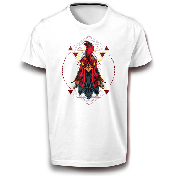 Cyber Huhn Kopf Science-Fiction Mecha Cyborg Tiere Vogel Hahn Gockel T-Shirt weiß 122 - 3XL Baumwolle Subkultur Fun Abstrakt Geflügel Haushuhn
