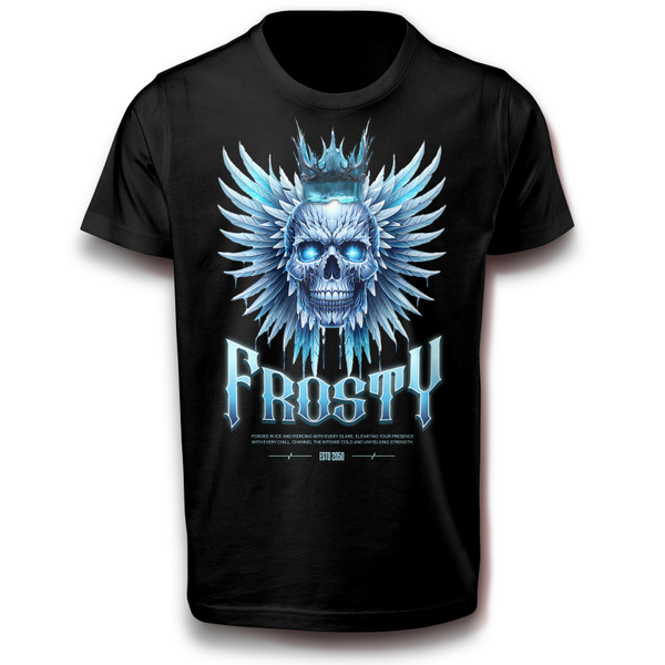 Frosty T-Shirt Totenschädel mit Krone und eisigen Flügeln, Streetwear, Kalt und Cool Unisex