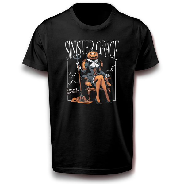 Sinister Grace Halloween T-Shirt - Kürbiskopf mit mystischem Design, Unisex