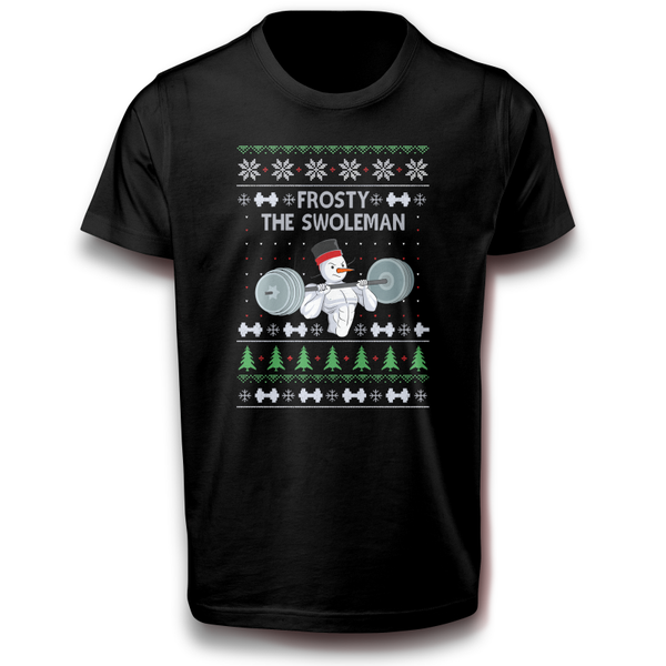 Frosty The Swoleman T-Shirt Weihnachts Schneemann mit Gewichten Fitness Humor