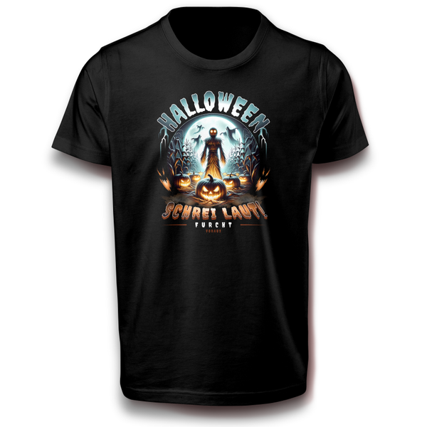 Halloween Schrei Laut! Party T-Shirt mit Kürbis und einem Spuk Geist