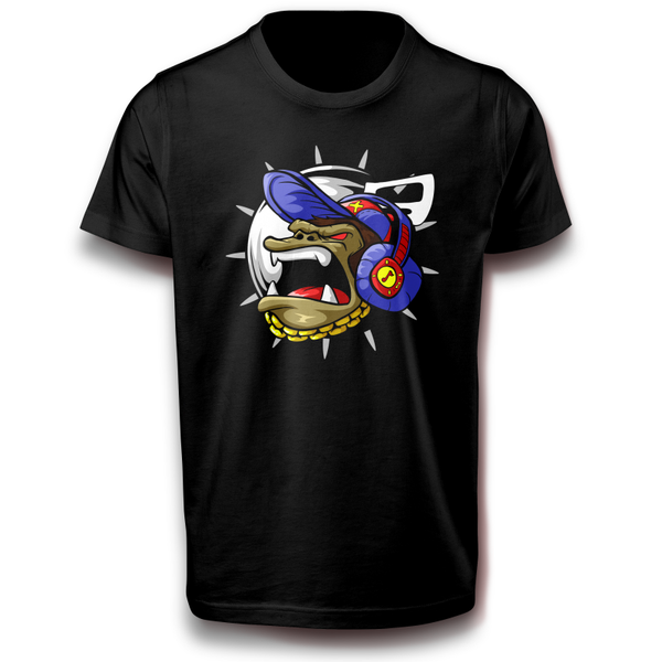 Affenkopf T-Shirt Streetwear-Design mit Kopfhörern & Goldkette Urban Style für Musikfans