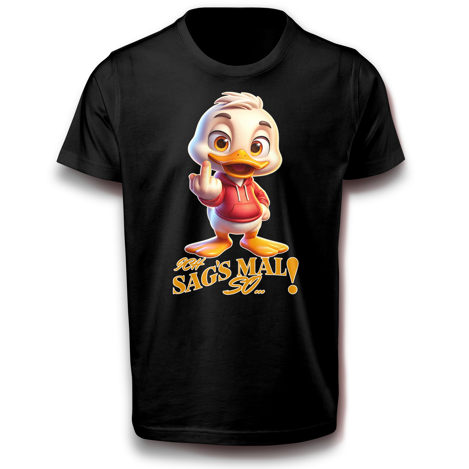 Lustiges Cartoon Enten Spruch T-Shirt mit Frechem Mittelfinger Humor