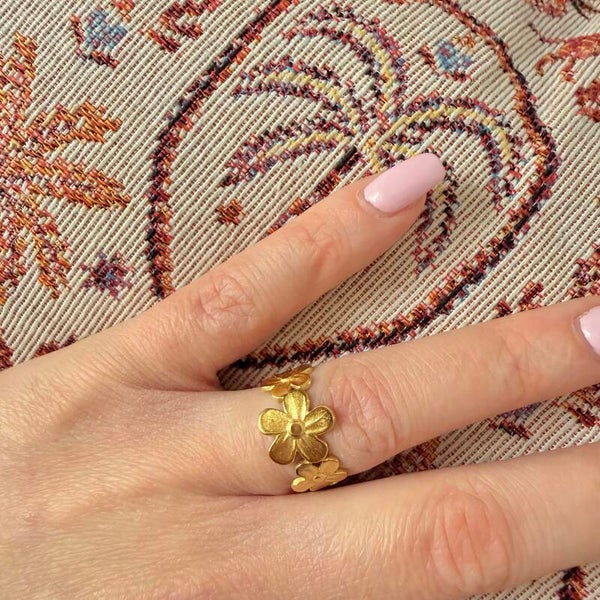 Flower ring goud