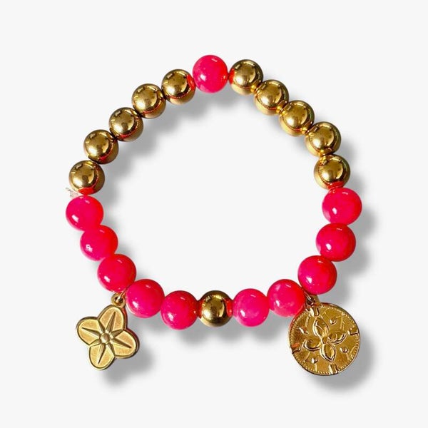 Hot pink kralen armband